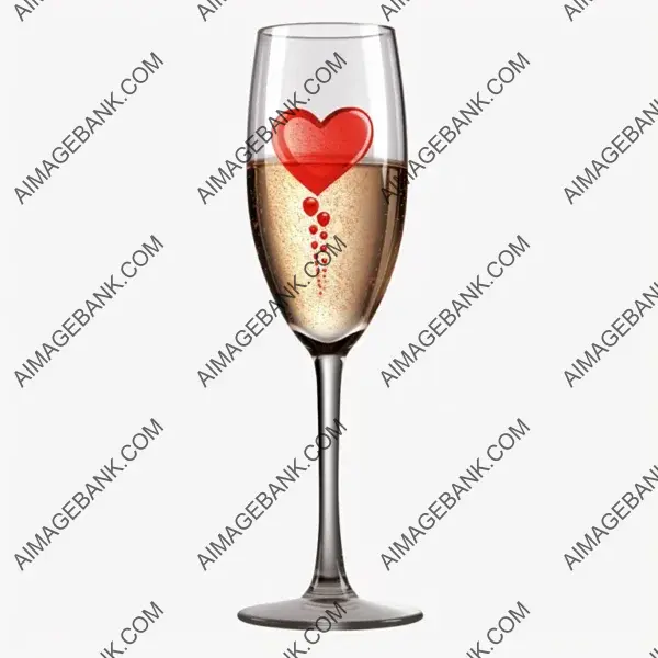 Elegant Valentine&#8217;s Day Champagne Glass Illustrations