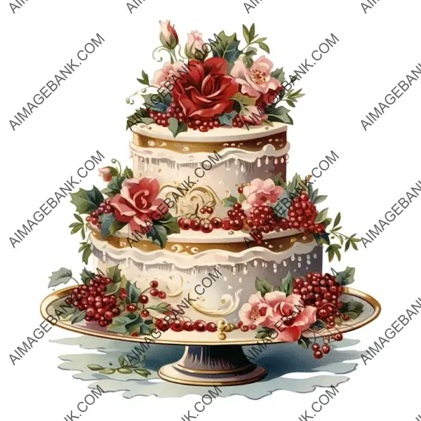 Vintage Two-Layer Christmas Cake Die-Cut &#8211; Ultra Detailed