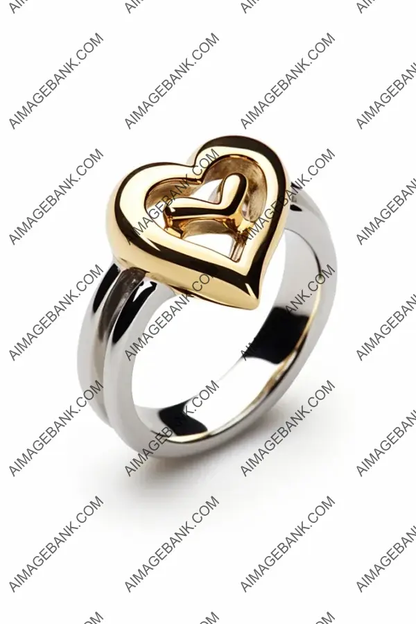 Gold and Silver Heart Ring Featuring the Word &#8216;Yes&#8217;