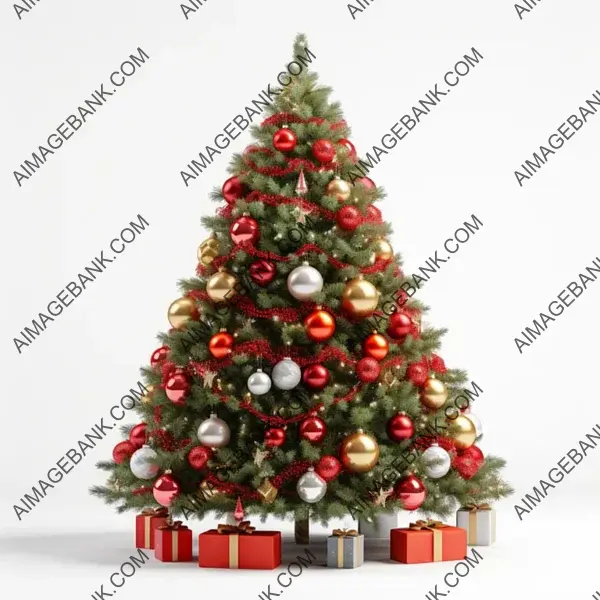 Beautifully Decorated Christmas Tree on a White Background