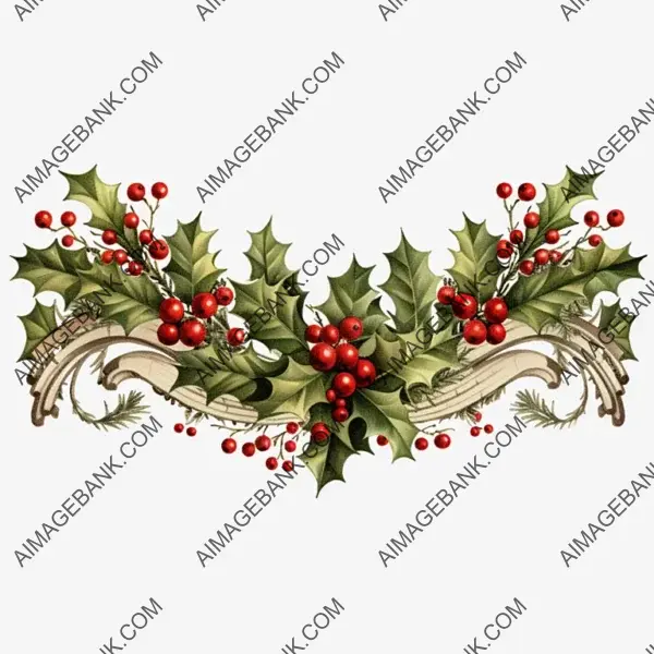 Festive Christmas Garland with Holly Leaves