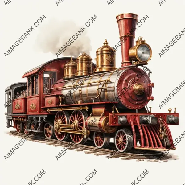 Vintage Train on a White Background