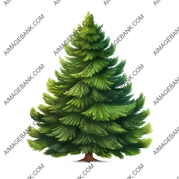 High-Quality Realistic Illustration of a Green Christmas Tree