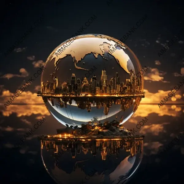 Stunning Mirrored Gold Finish World Globe on White