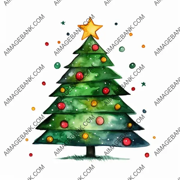 Decorative Watercolor Christmas Tree Sticker