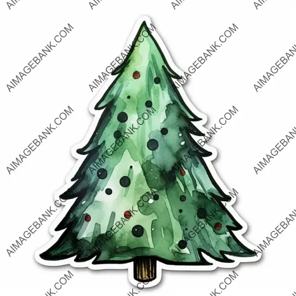 Watercolor Christmas Tree Decorative Sticker