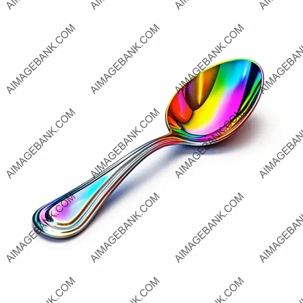 Metal Spoon in Silver Vector Digital Art with Vivid Colors