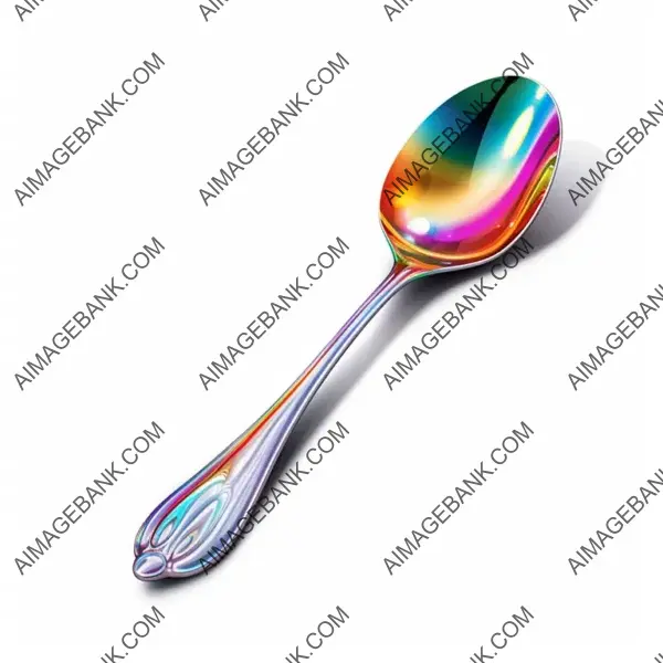 Silver Metal Spoon Vector Digital Art with Vivid Colors