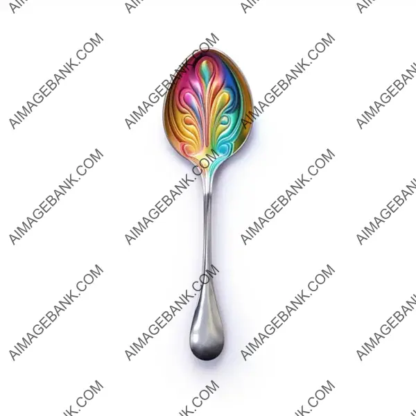 Silver Vector Digital Art of Metal Spoon with Vivid Colors