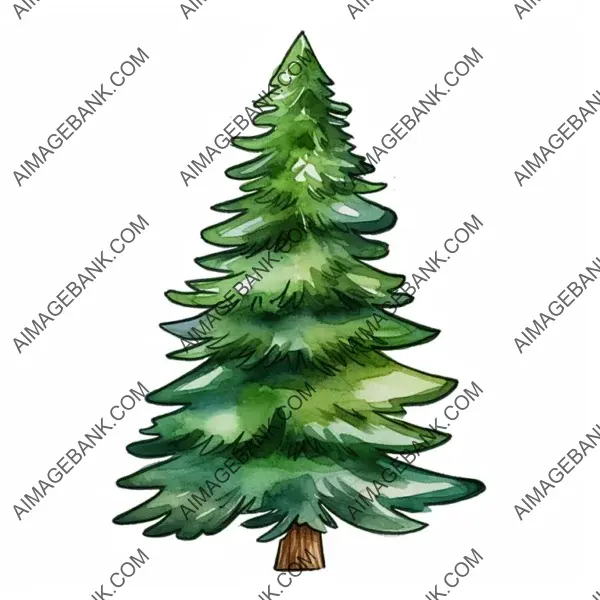 Christmas Tree Watercolor Sticker PNG Clipart