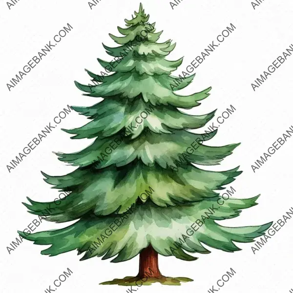 Sticker PNG Clipart of Watercolor Christmas Tree