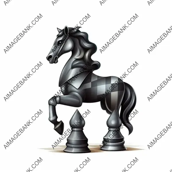 Black Chess Piece Cartoon Horse