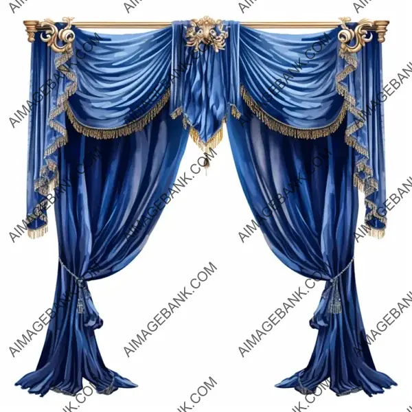 Elegant Blue Royal Curtains Illustration