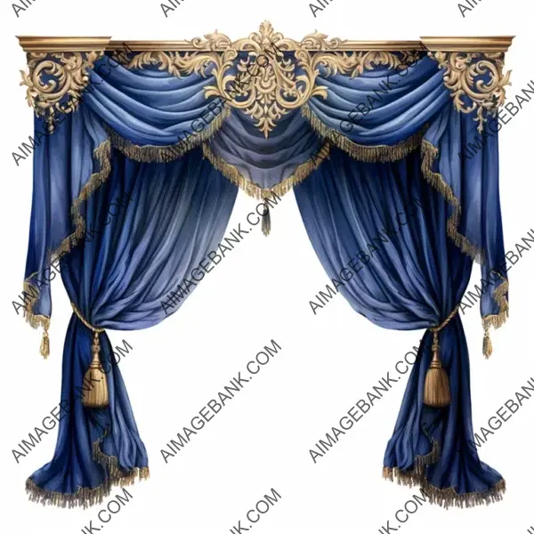 Detailed Illustration of Blue Curtains