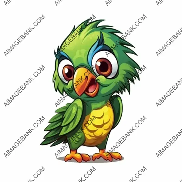 Adorable Disney-Style Baby Parrot Cartoon