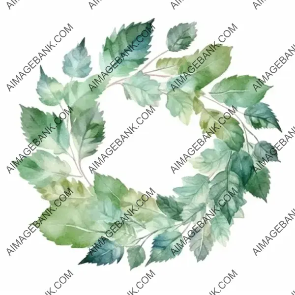 Watercolor-Style Wreath with Mulberry Leaves &#8211; Botany