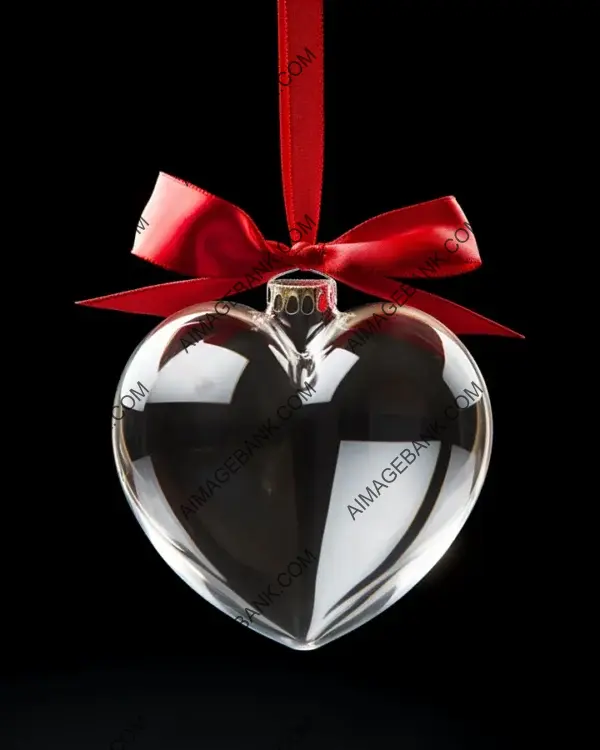 Beautiful Clear Glass Christmas Bauble in Heart Shape