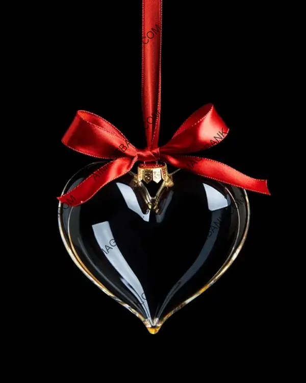 Clear Glass Heart Christmas Bauble &#8211; Holiday Ornament