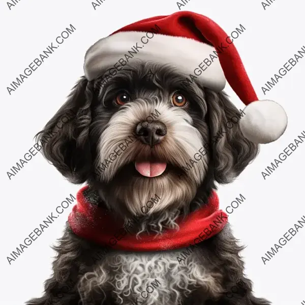 Realistic Solo Photo of Santa Dog &#8211; Festive Dress-Up