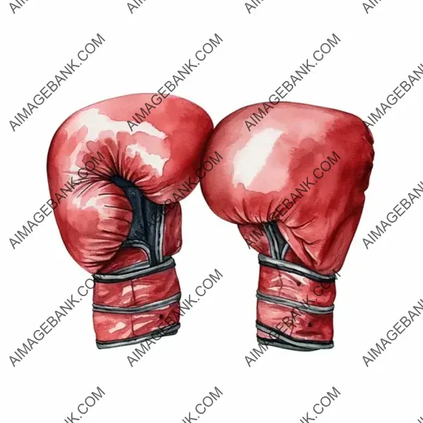 Sports Illustration &#8211; Watercolor Boxing Gloves on White Background