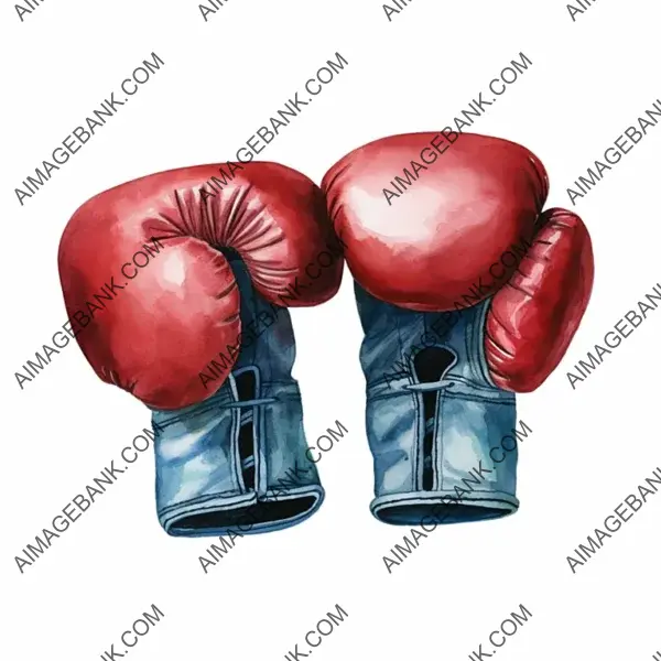 White Background Watercolor Boxing Gloves &#8211; Athletic Gear