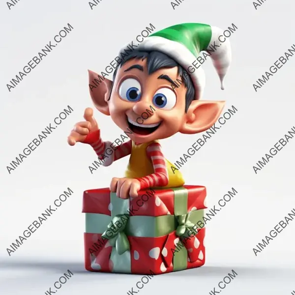 Festive Design &#8211; Clipart of Crazy Asian Christmas Elf Standing