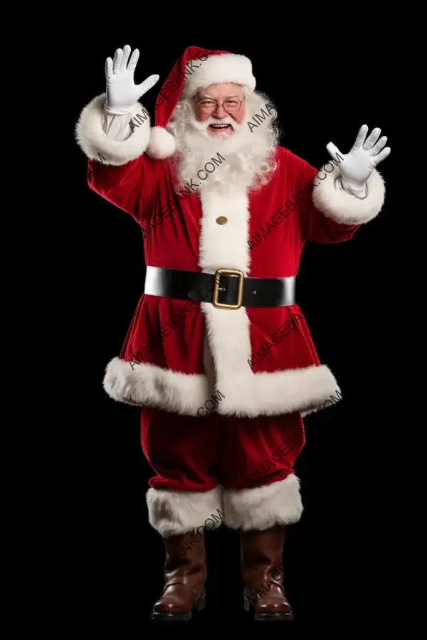 Festive Art &#8211; Full-Body Santa with White Gloves on Plain Background