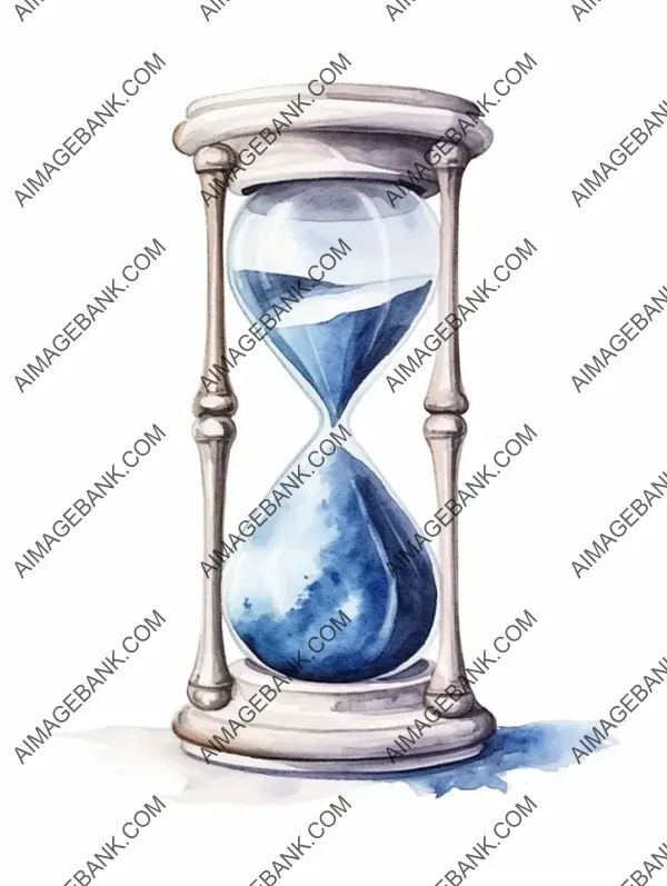 White Background Watercolor Hourglass &#8211; Time Concept