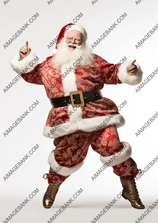 Jolly Santa Claus Dancing in Full-Body View &#8211; Festive Character