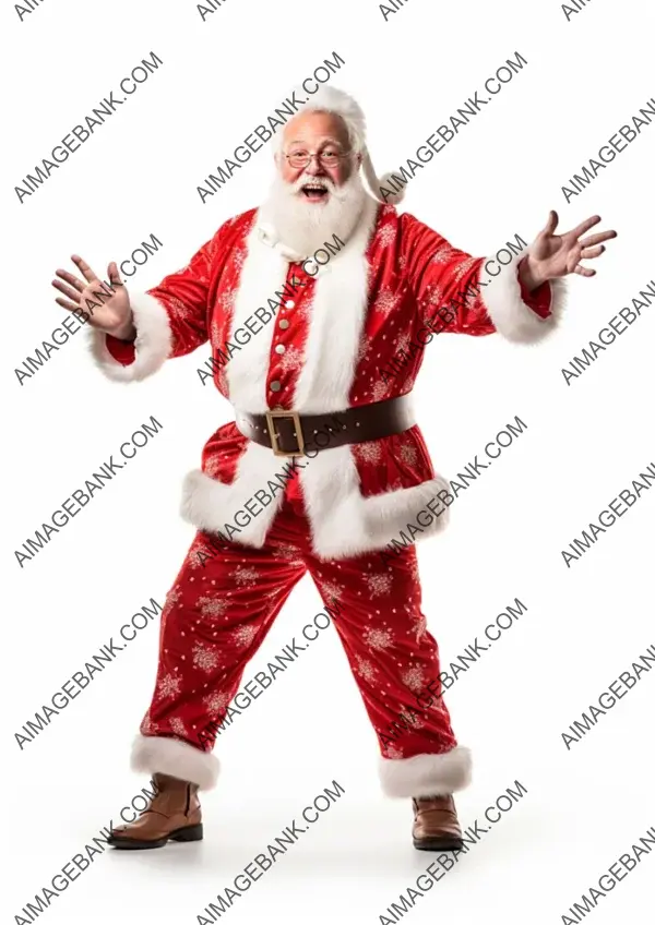 Festive Character &#8211; Jolly Santa Claus Dancing in Full-Body View