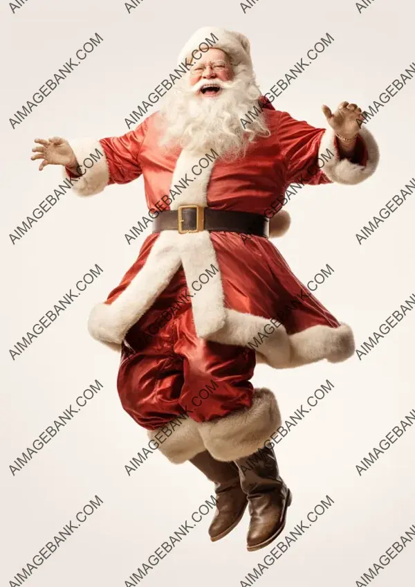 Holiday Cheer &#8211; Santa Claus Dancing with Joy in Full Costume