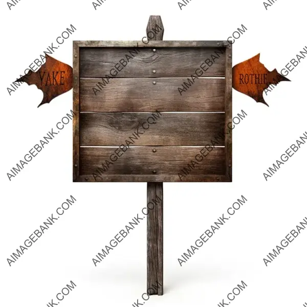 Seasonal Decor &#8211; Rustic Halloween Blank Wooden Sign Post on White Background