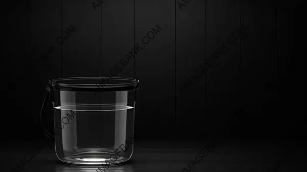 Minimalist Symmetrical 3D Render of a Glass Bucket with Water