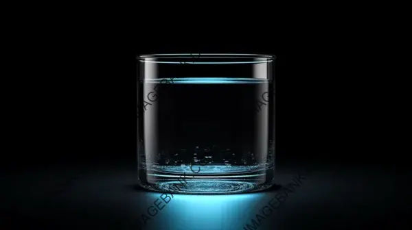 Symmetrical 3D Render of a Minimalist Glass Bucket with Water