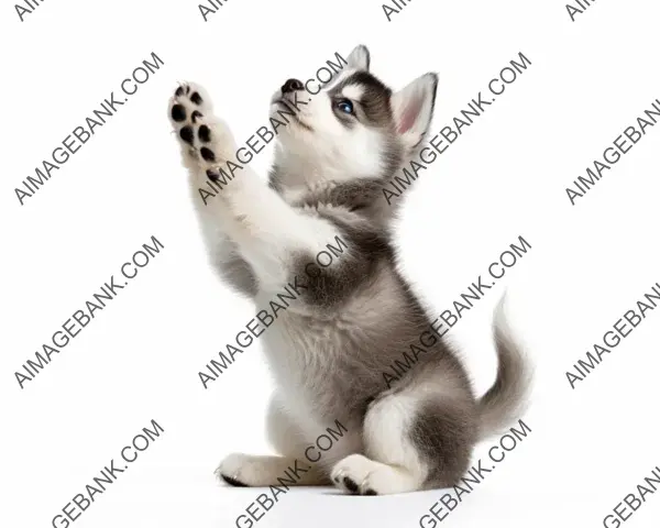 Full-Body Profile of a Playful Husky Pup