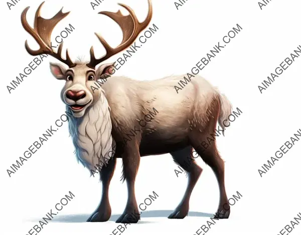 Black and White Reindeer Clipart with a Frozen Theme