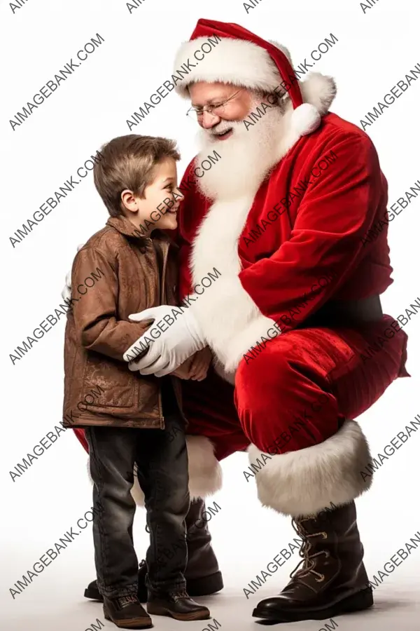 Santa Claus Bending Down in Full Body Side View