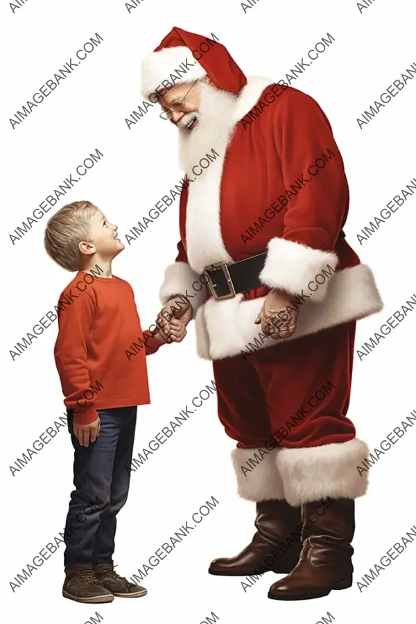 Full Body Side View of Happy Santa Gazing Upwards