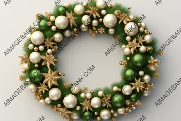 Christmas Wreath Made of Pine on White Background with Overlay