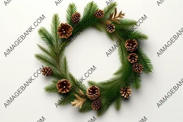 White Background with Overlay of Pine Christmas Wreath