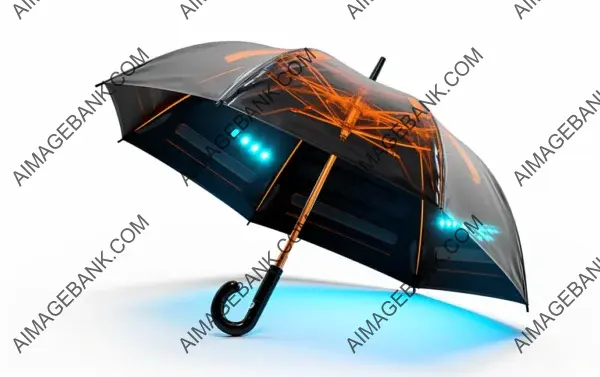 Cutting-Edge Umbrella: Futuristic Tech-Enhanced Isolated