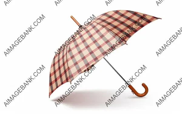 Retro Chic: Plaid-Patterned Umbrella with Wooden Handle