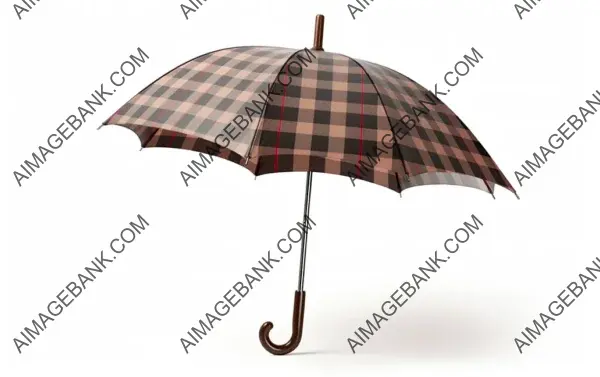 Vintage Umbrella: Plaid Pattern and Wooden Handle