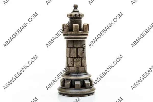 Chess Fortification: White Rook Piece with Sturdy Castle Design