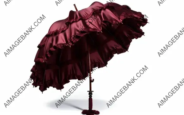 Timeless Style: Deep Burgundy Ruffled Victorian-Inspired Umbrella