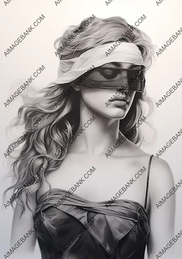 Blindfolded Justice: Powerful Black and White Style