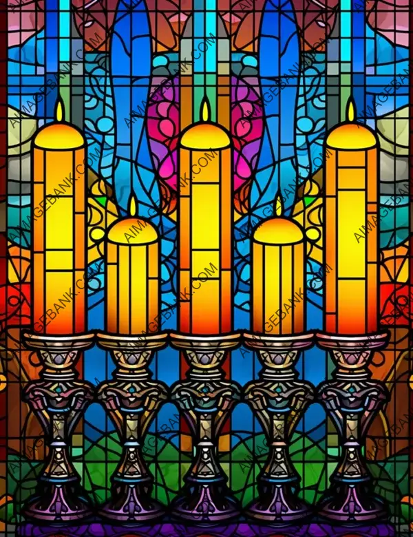 Stained Glass Style Menorah Candles