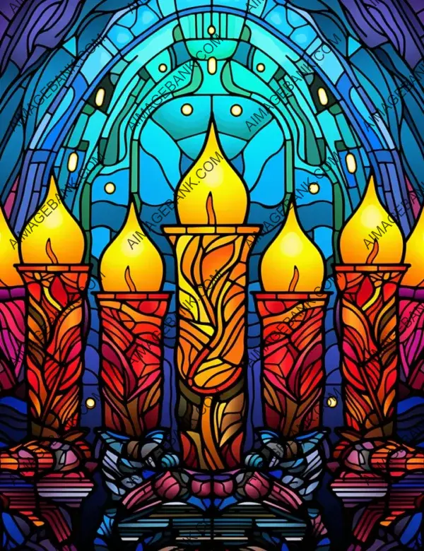 Vivid Stained Glass Menorah Candles