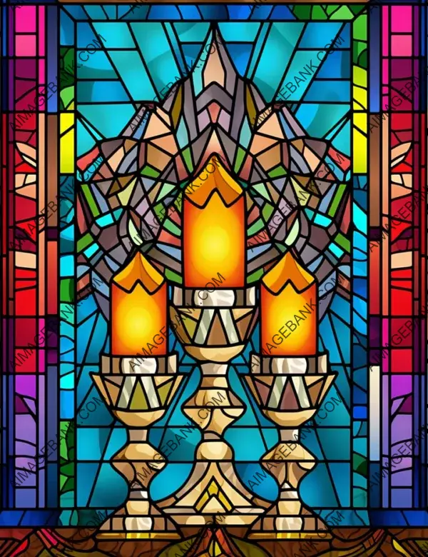 Stained Glass Style Christmas Menorah