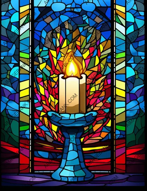 Bright Stained Glass Style Christmas Menorah